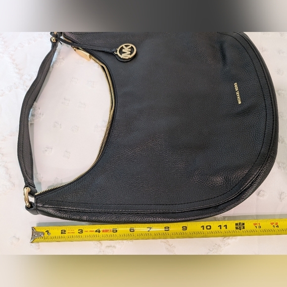 Michael Kors Lydia Large Black Pebbled Leather Shoulder Bag Hobo Boho Purse MK - Picture 14 of 16